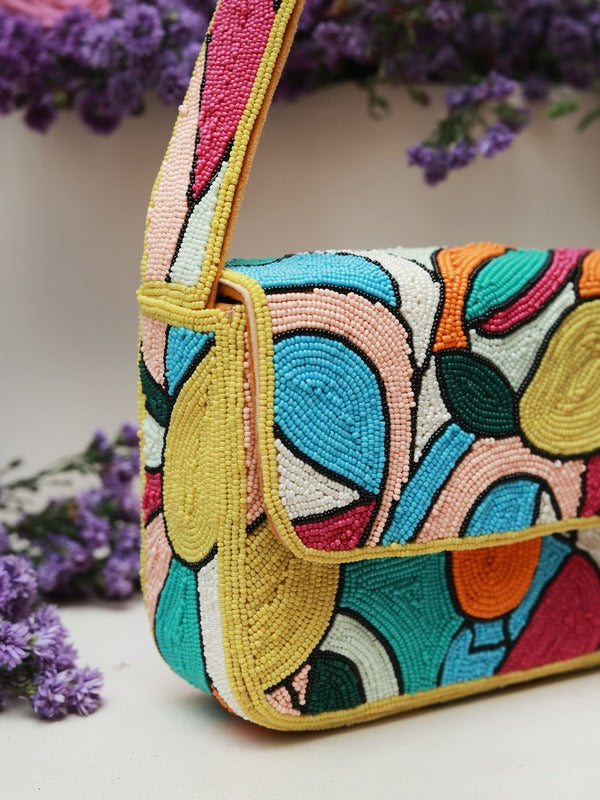 Poppy Multicolor Baguette Bag with Handle | Chic Designer Handbag