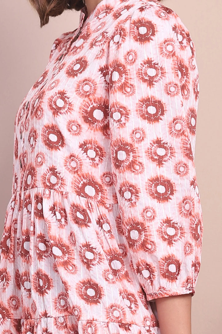 Cute and Cozy: Matching Mommy and Me Orange Printed Tiered Dress Duo