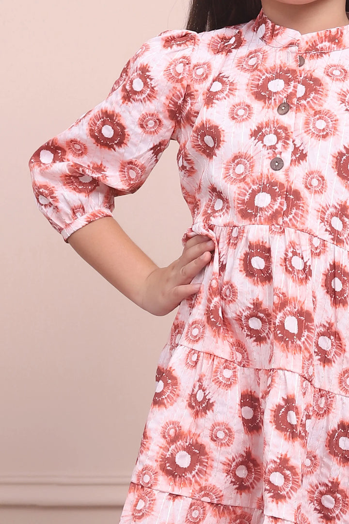 Cute and Cozy: Matching Mommy and Me Orange Printed Tiered Dress Duo