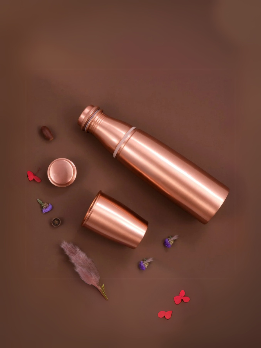 Copper Water Set | Gloria Bottle & Glass for Health & Wellness