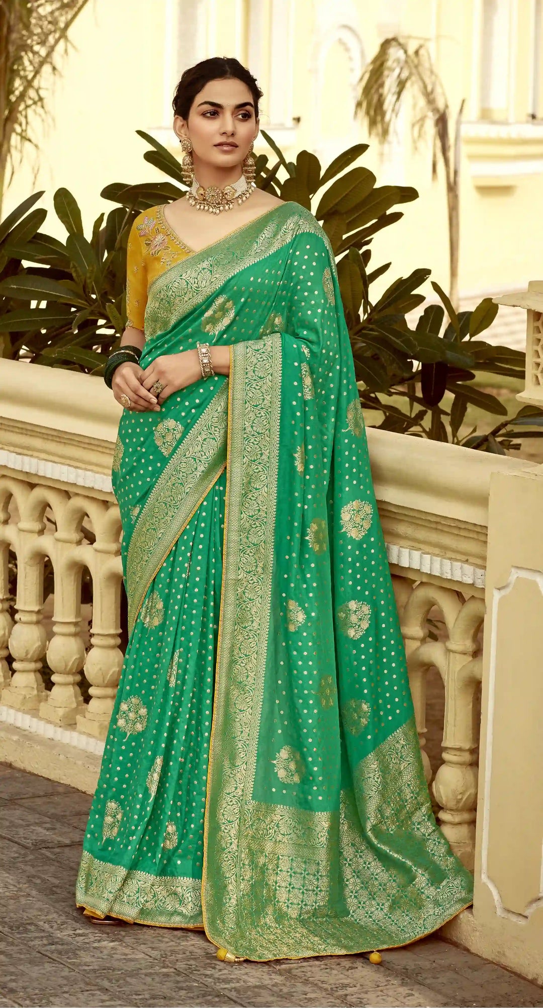 Gorgeous Dola Silk Saree in Aqua Green for Party and Wedding Wear
