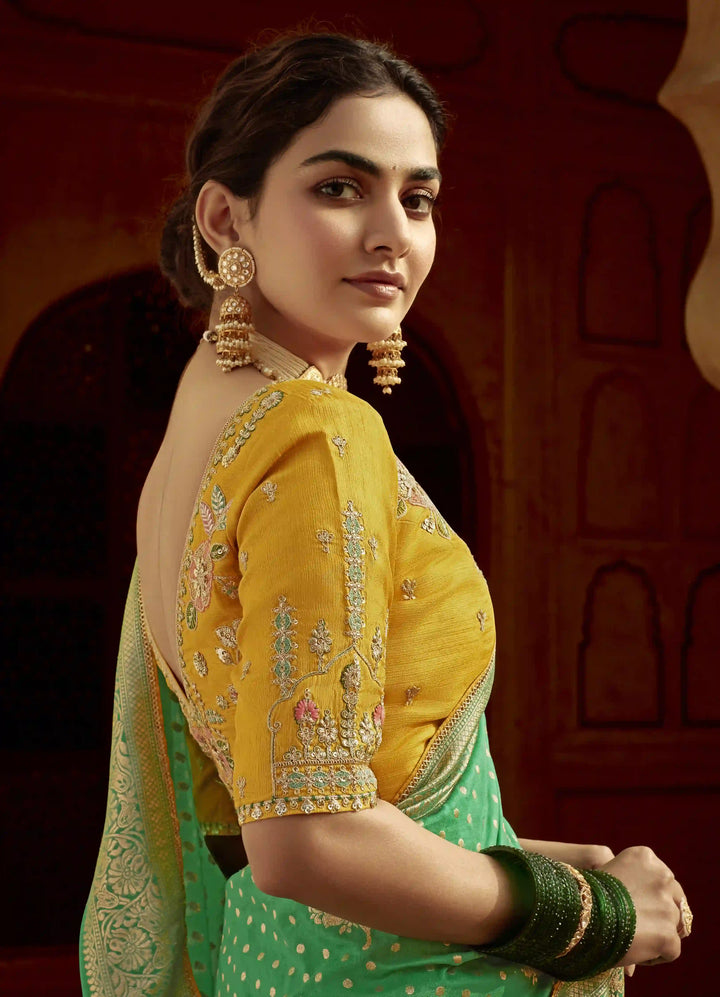 Gorgeous Dola Silk Saree in Aqua Green for Party and Wedding Wear