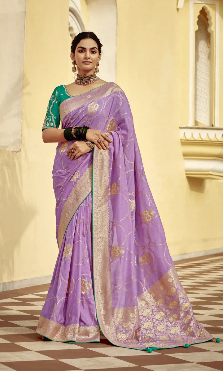 Timeless Muave Silk Saree with Luxurious Embroidery
