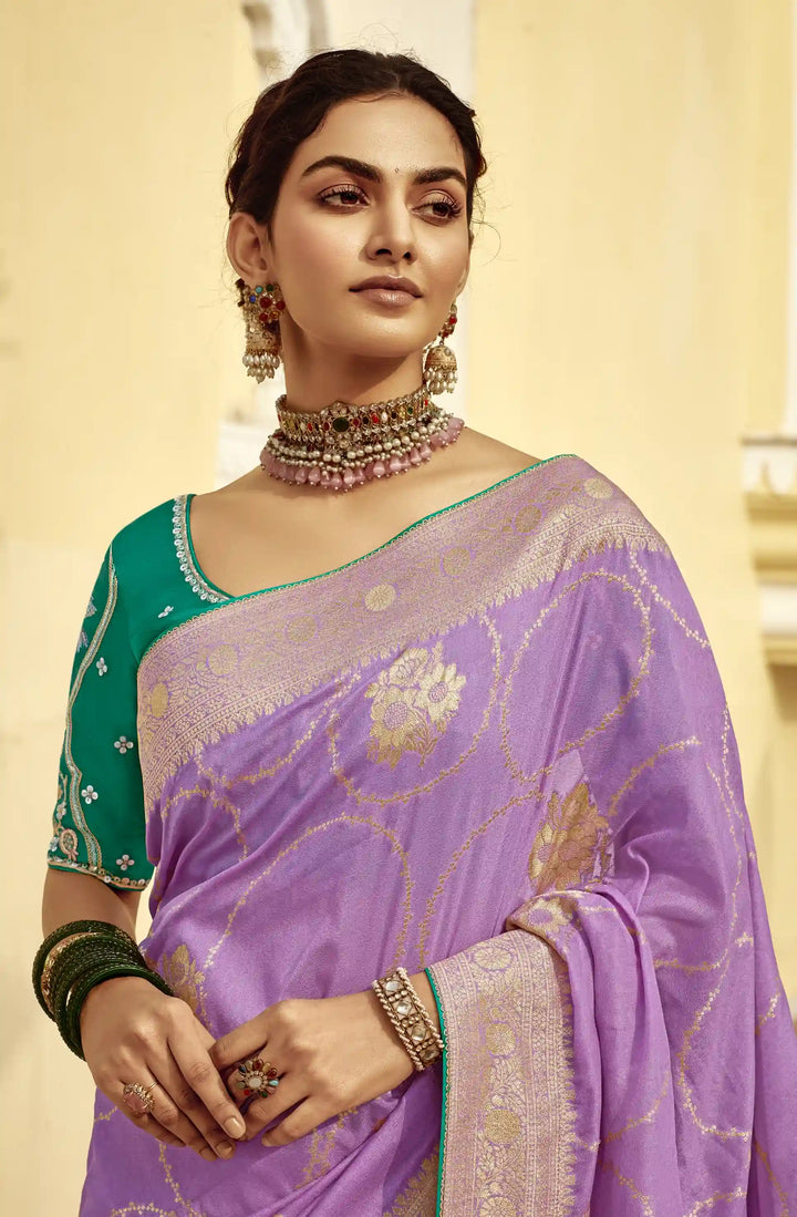 Timeless Muave Silk Saree with Luxurious Embroidery