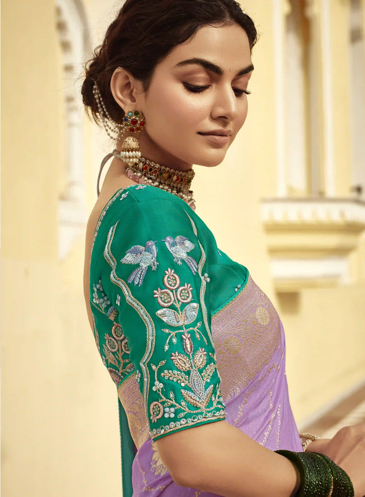 Timeless Muave Silk Saree with Luxurious Embroidery