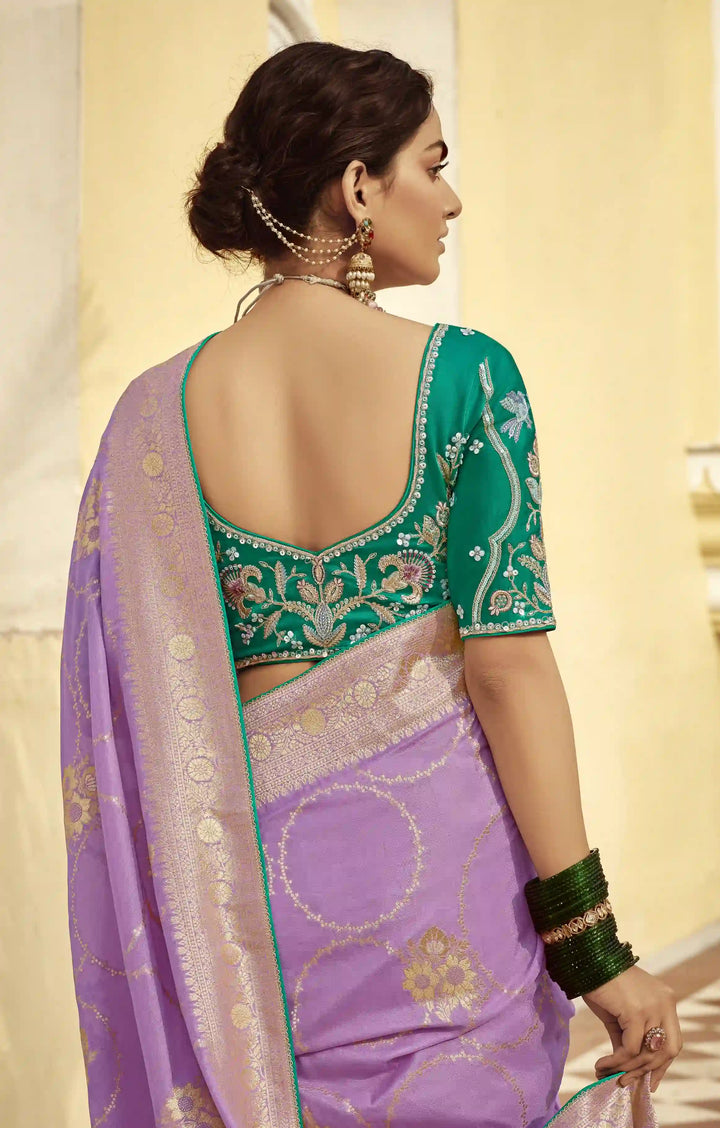 Timeless Muave Silk Saree with Luxurious Embroidery