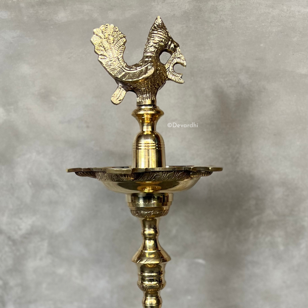 Mahabharat Brass Dipak | 18 Inch Sacred Pooja Lamp