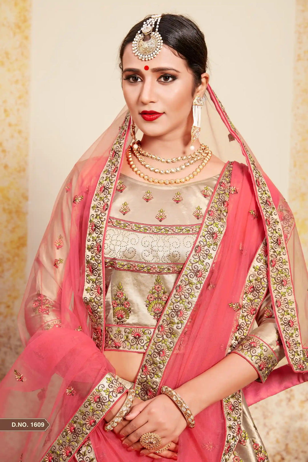 Satin Lehenga Choli with Embroidered Blouse | Wedding Lehenga Set