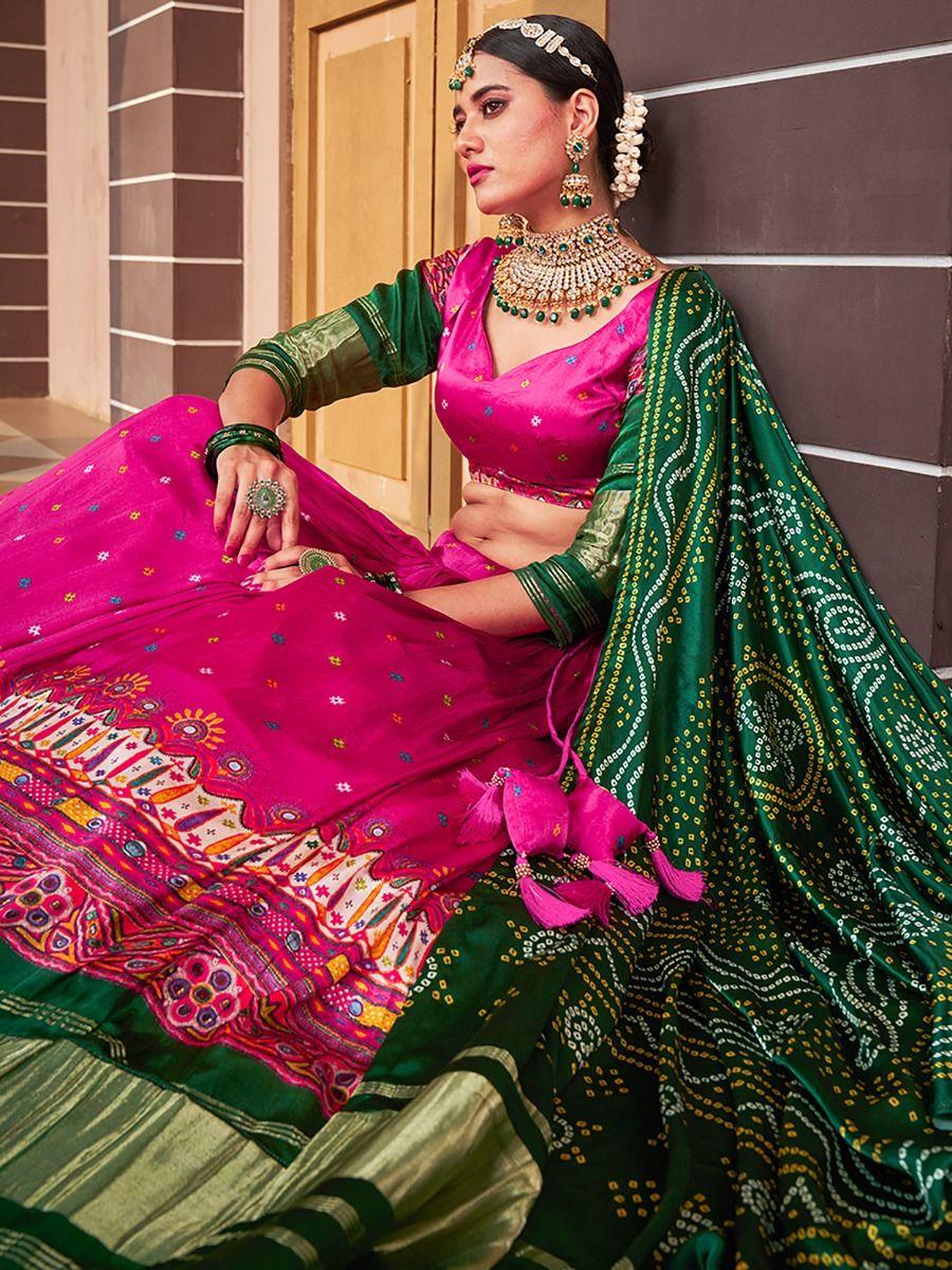 Spectacular Hot Pink Digital | Printed Gaji Silk Lehenga Choli Luxury Wear