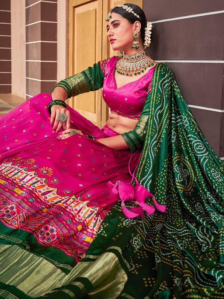 Spectacular Hot Pink Digital | Printed Gaji Silk Lehenga Choli Luxury Wear