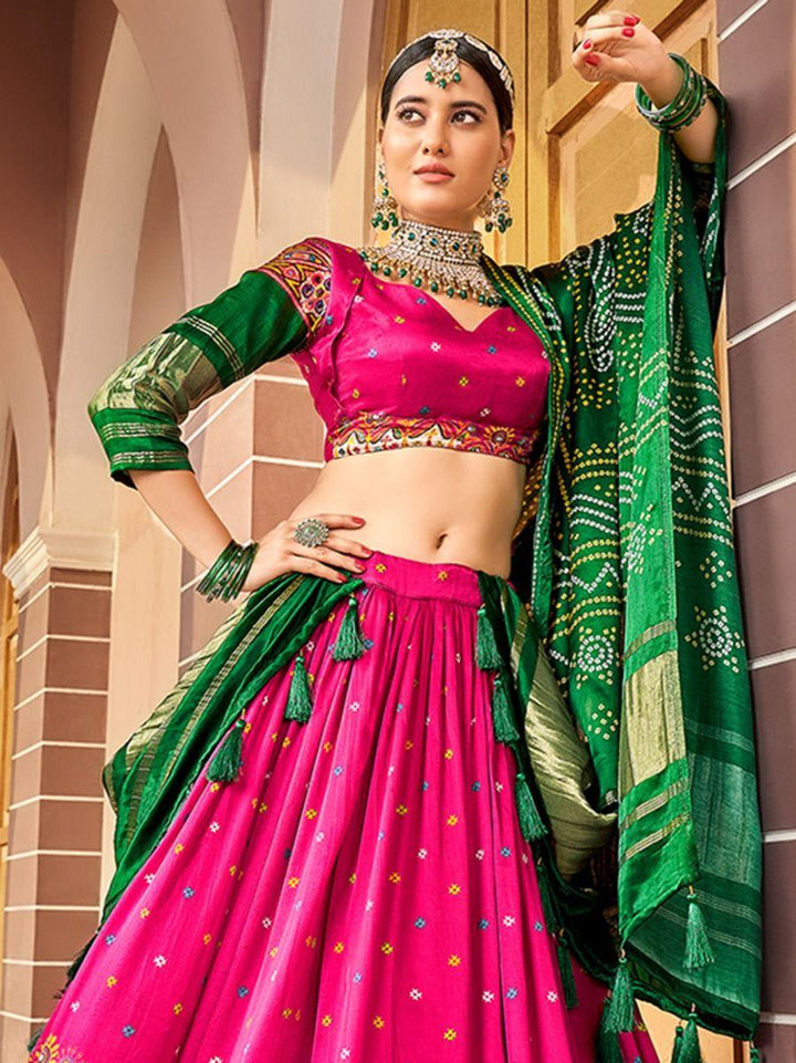Spectacular Hot Pink Digital | Printed Gaji Silk Lehenga Choli Luxury Wear