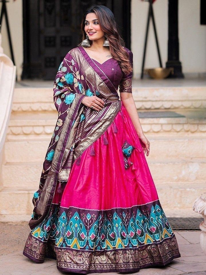 Marvelous Pink Patola Printed | Silk Occasion Wear Lehenga Choli Style Statement