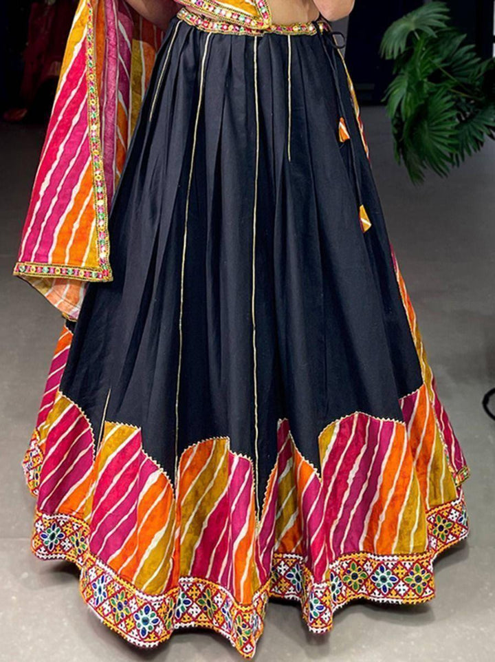 Beautiful Black Gamthi Work | Pure Cotton Navratri Lehenga Choli Exclusive