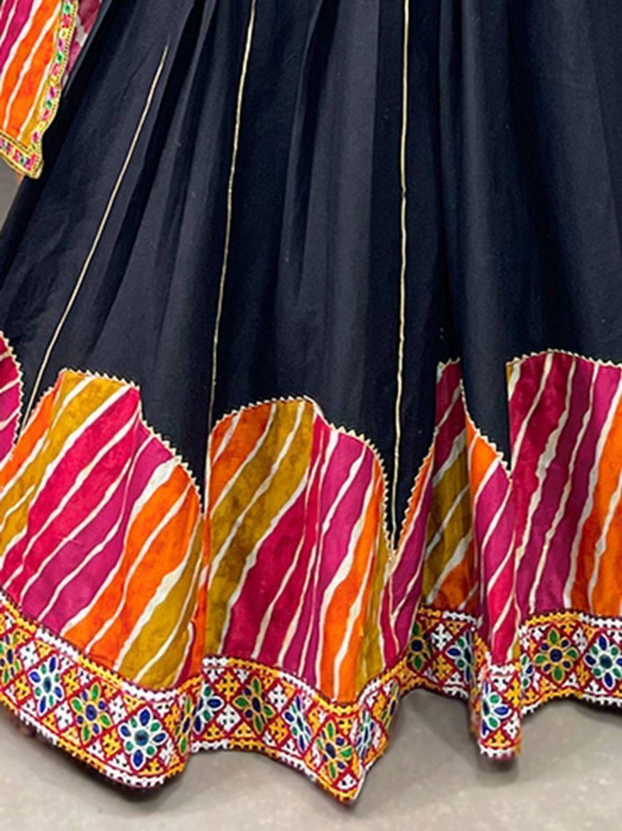 Beautiful Black Gamthi Work | Pure Cotton Navratri Lehenga Choli Exclusive