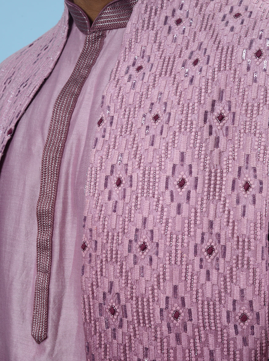 Elegant pink silk blend Indo Western kurta, perfect for any occasion