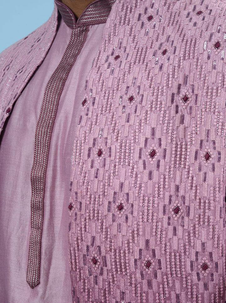 Elegant pink silk blend Indo Western kurta, perfect for any occasion