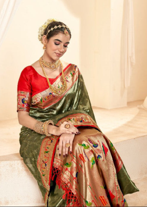 Soft Tissue Silk Saree with Weaving Design | Traditional Indian Sari