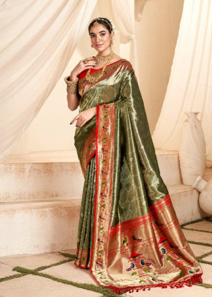 Soft Tissue Silk Saree with Weaving Design | Traditional Indian Sari