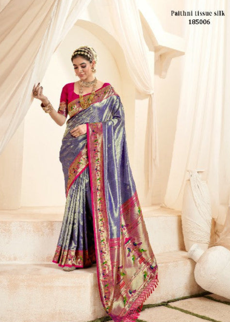Soft Tissue Silk Saree with Weaving Design | Traditional Indian Sari