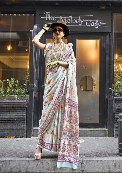 Designer Satin Georgette Sari | Digital Print Saree for Everyday Elegance