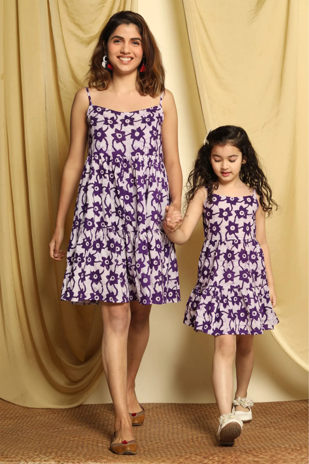 Mom and Daughter Matching Purple Tiered Dress
