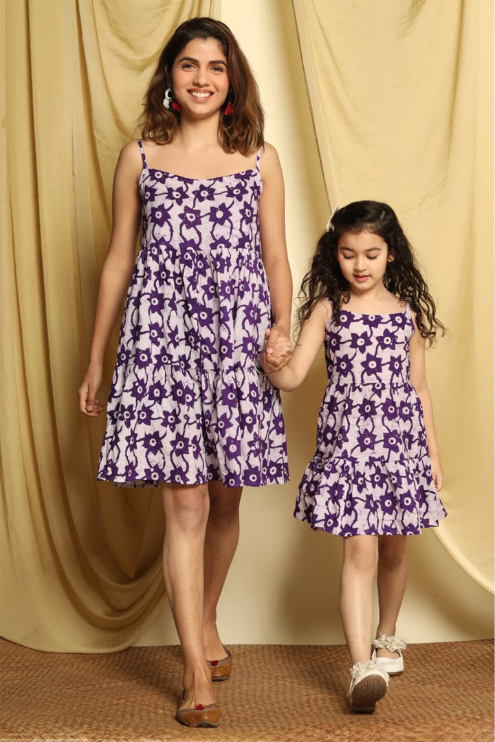Mom and Daughter Matching Purple Tiered Dress