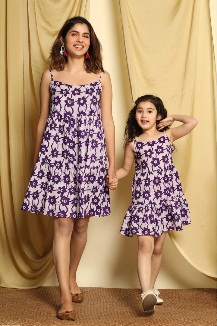 Mom and Daughter Matching Purple Tiered Dress