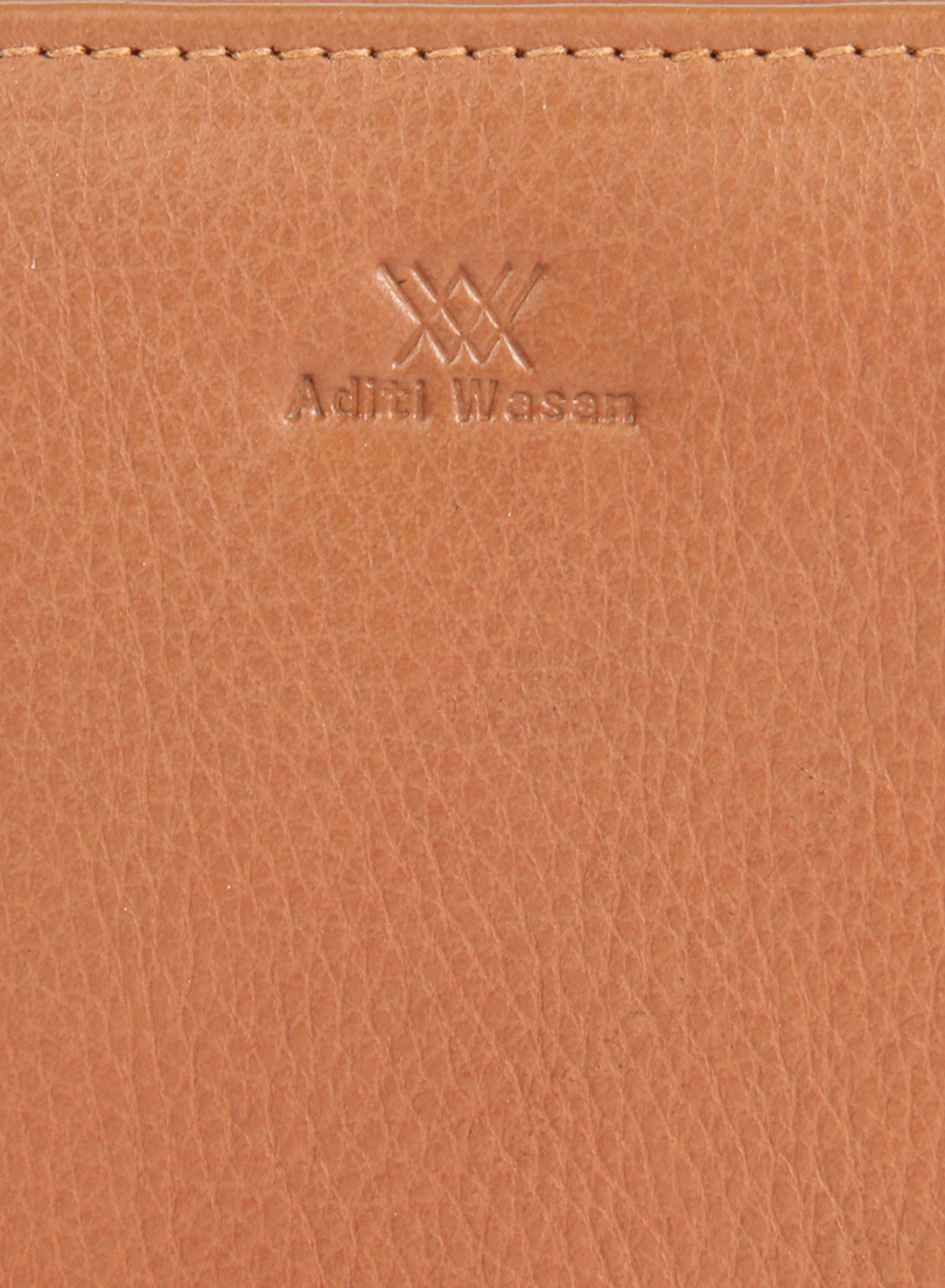 Genuine leather tan gusset clutch