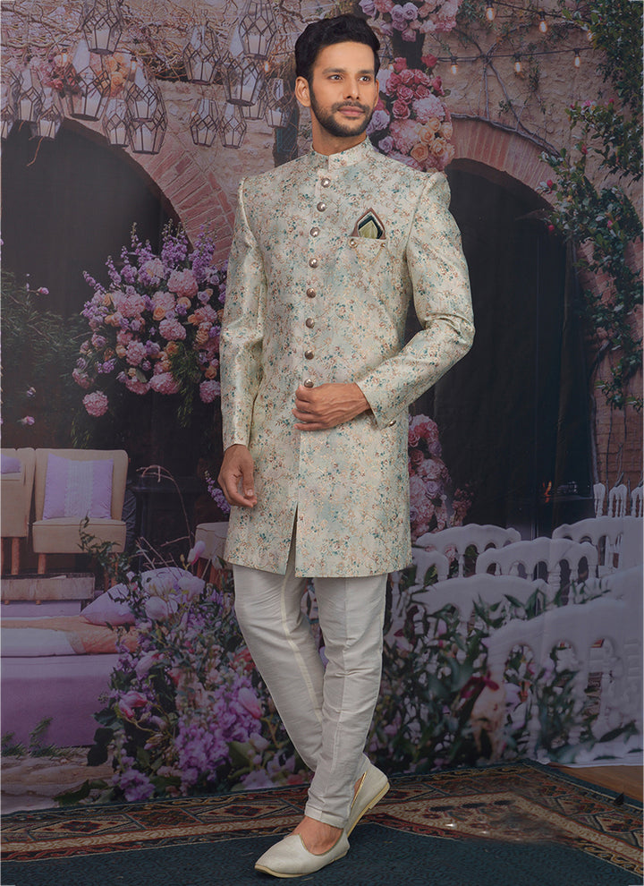 Art Banarasi Silk Sherwani | Stylish Indo Western for Weddings & Events