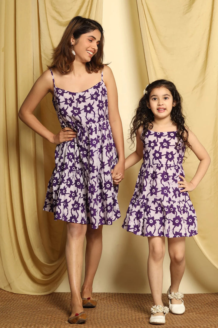 Mom and Daughter Matching Purple Tiered Dress
