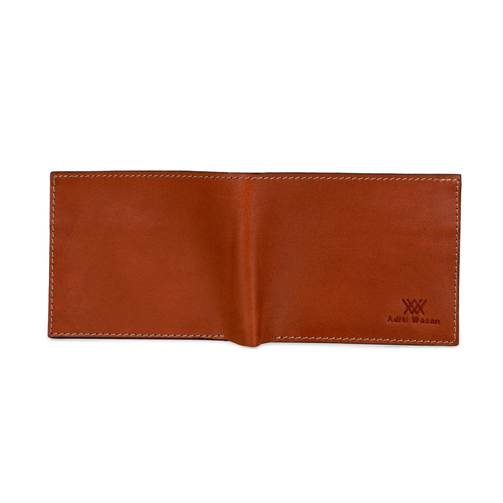 Two tone brown bi-fold wallet