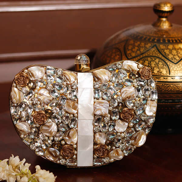 Seher Embellished Brass Clutch | Handcrafted Gold Glamour Accessory