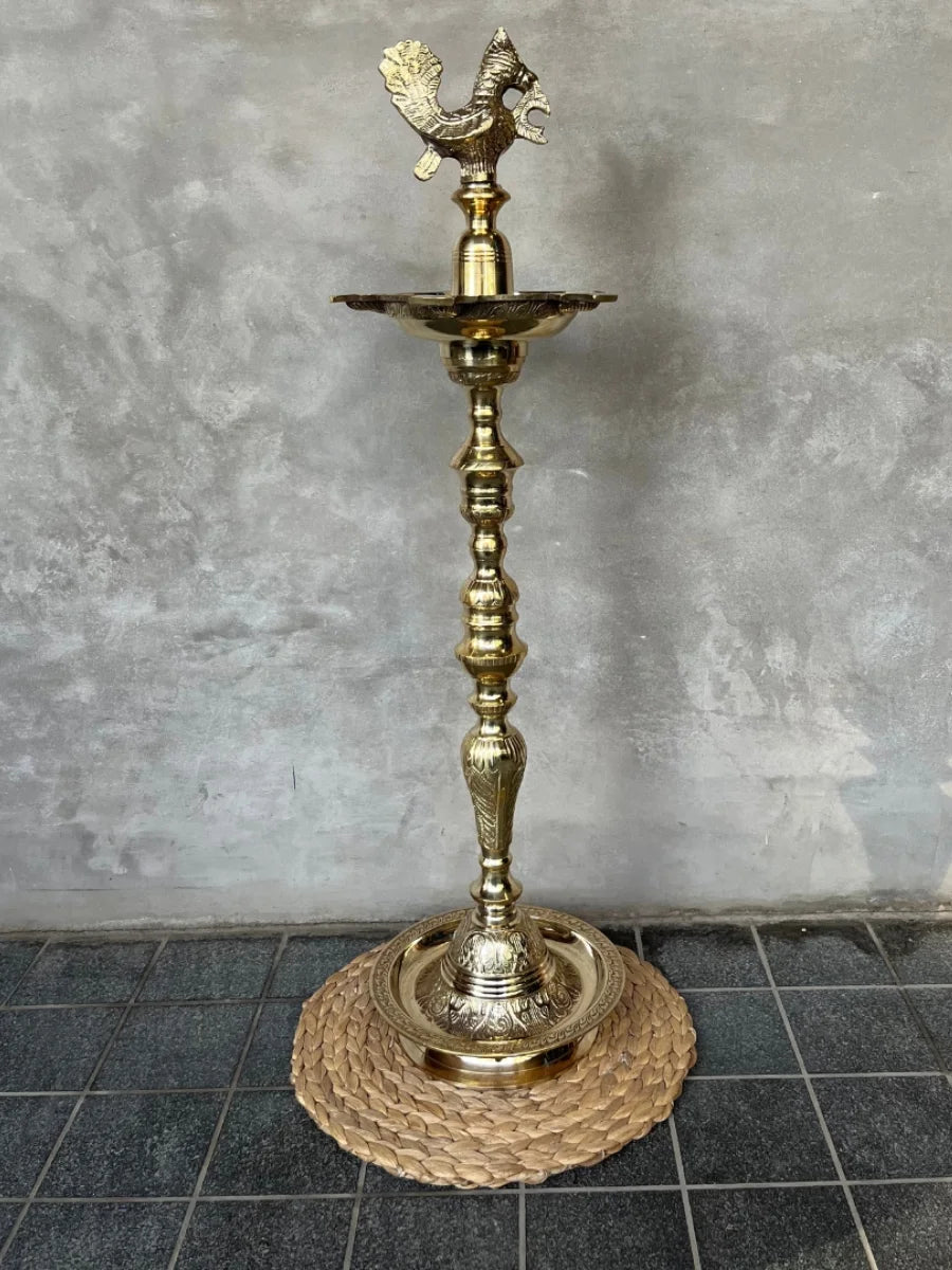 Mahabharat Brass Dipak | 18 Inch Sacred Pooja Lamp