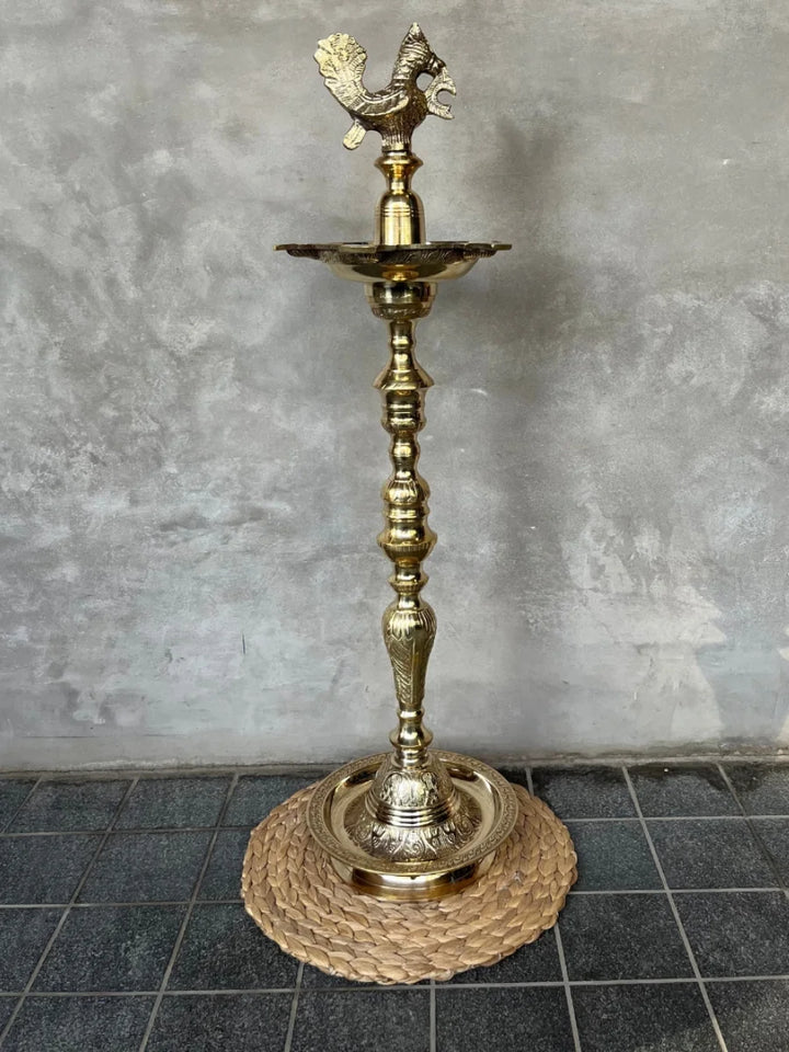 Mahabharat Brass Dipak | 18 Inch Sacred Pooja Lamp
