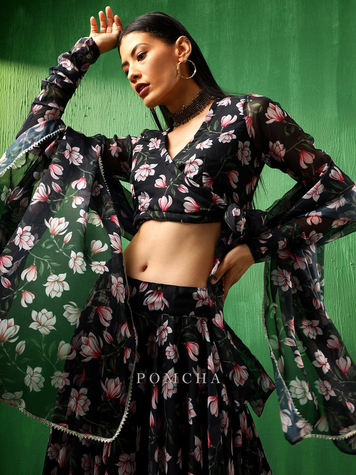 Adaa  Sophisticated Pink Lotus Organza Lehenga Set | Complete with Dupatta