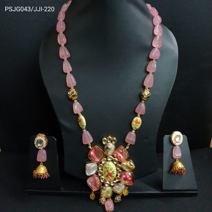 Pink Stone Beaded | Designer Pendant Set Fashionable