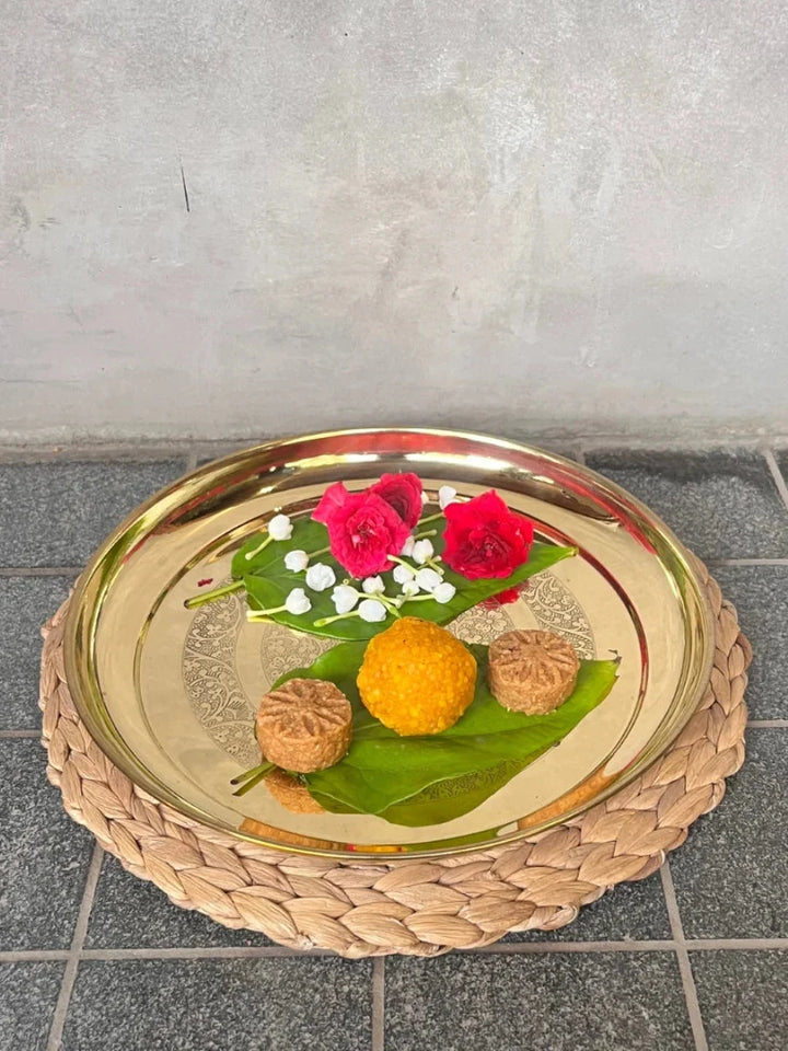 Pooja Thali Set | Brass Ritual Plate 13 Inch