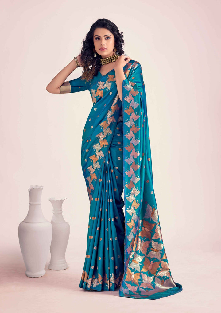Elegant Banarasi Silk Saree | Luxurious Zari Border Traditional Indian Style