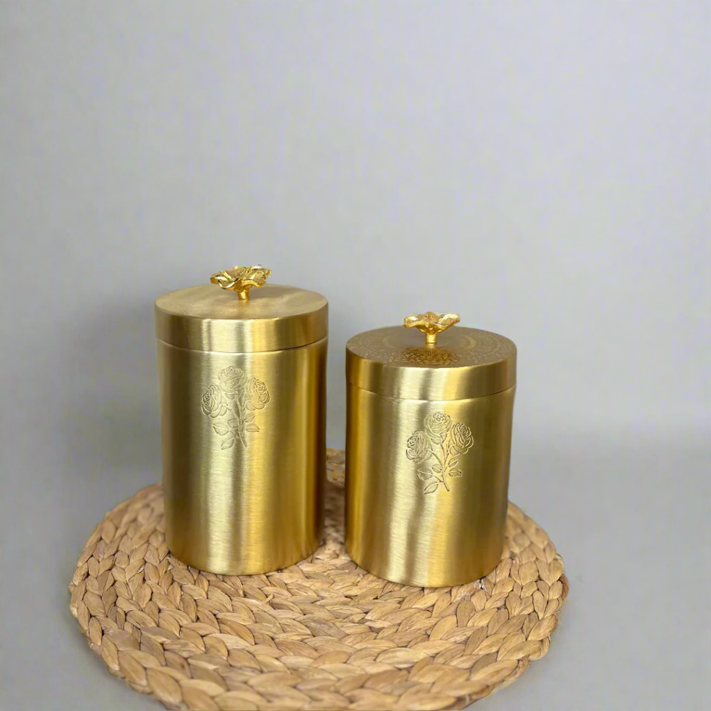 Aarsh Brass Mandala Canister Set | Decorative Storage Jars - Small