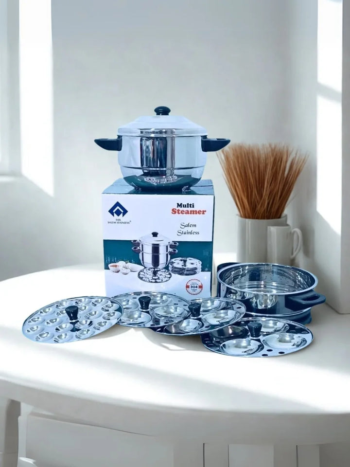 Multi Steamer | 304 Steel Idli Cooker with Mini Idly & Steamer Plates