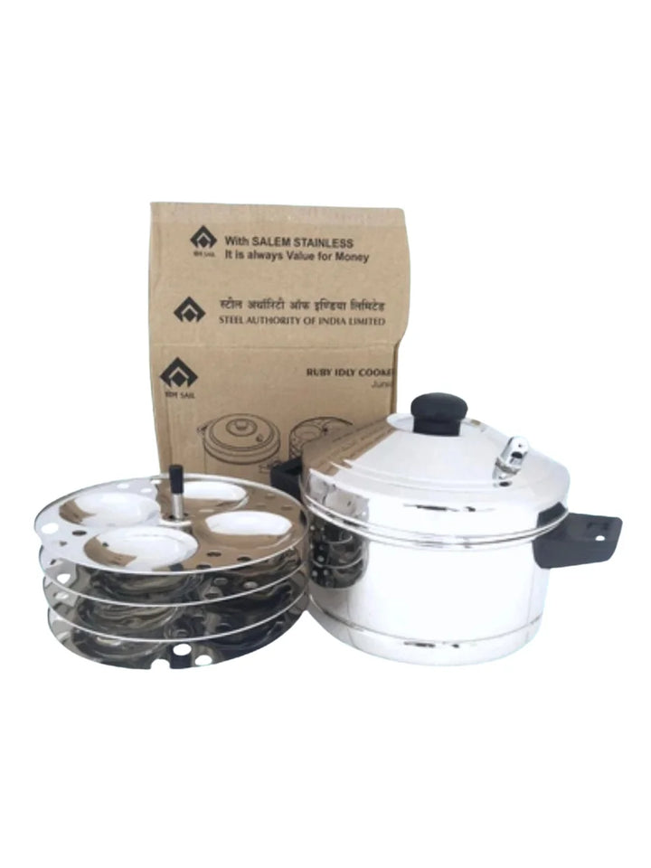 Stainless Steel Idli Cooker with 4 Plates | Induction Compatible
