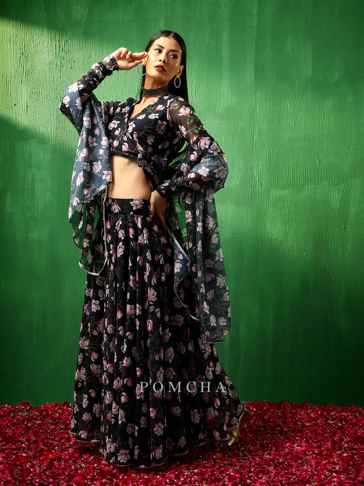 Adaa  Sophisticated Pink Lotus Organza Lehenga Set | Complete with Dupatta