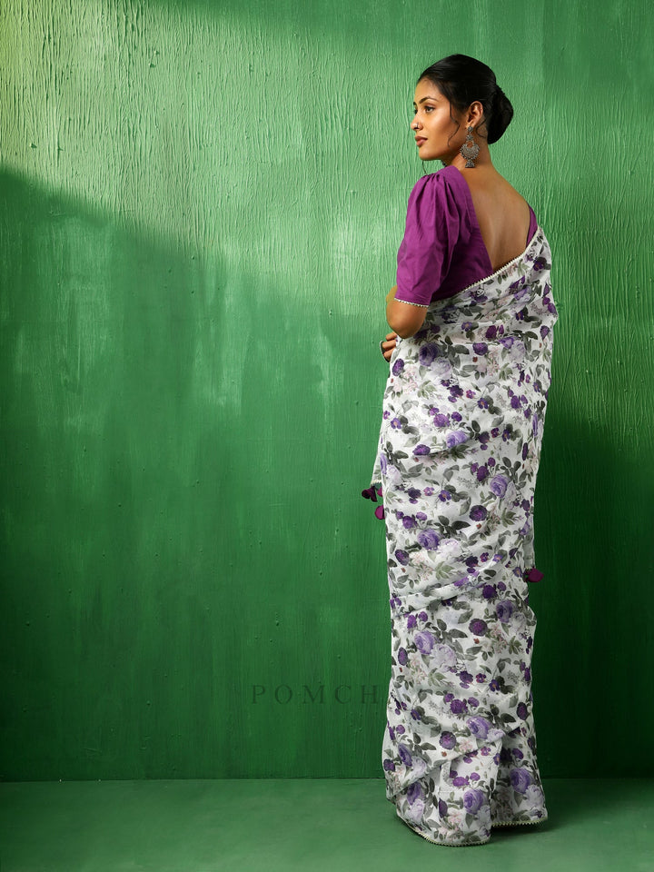 Adaa Chic  Jamini Organza Saree | Stylish Cotton Blouse for Comfort