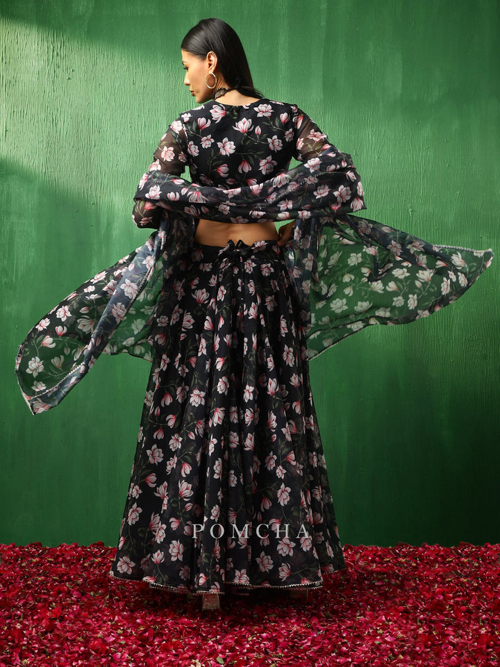 Adaa  Sophisticated Pink Lotus Organza Lehenga Set | Complete with Dupatta