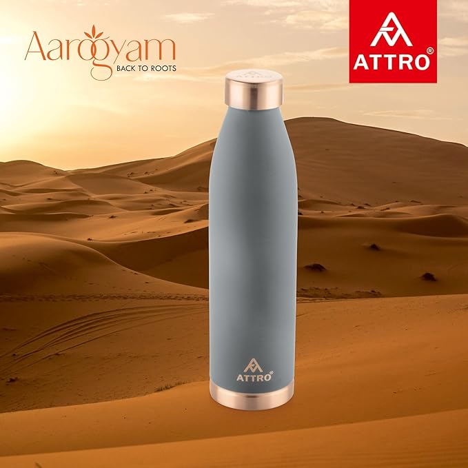 Attro 1000ml Copper Bottle | Matte Finish, Authentic Ayurveda Benefits