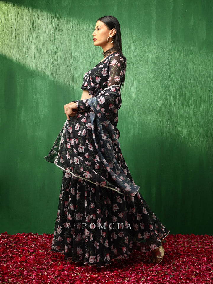 Adaa  Sophisticated Pink Lotus Organza Lehenga Set | Complete with Dupatta
