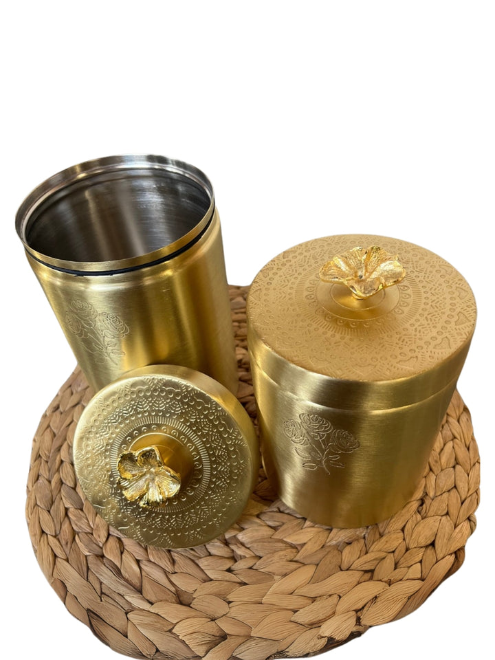 Brass Mandala Canister Set | Luxurious Aarsh Jar Duo
