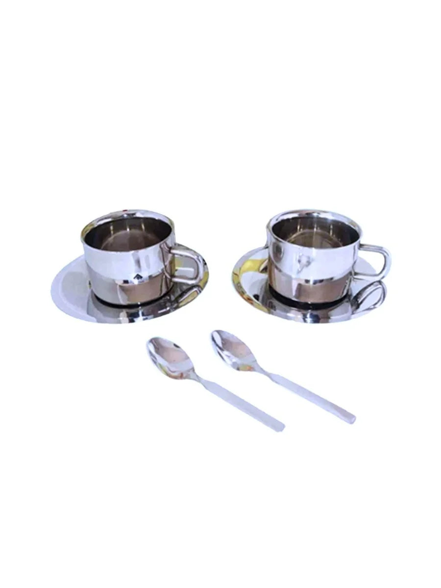 Ethnic Steel Cup & Saucer Set | Perfect for Gifting & Home