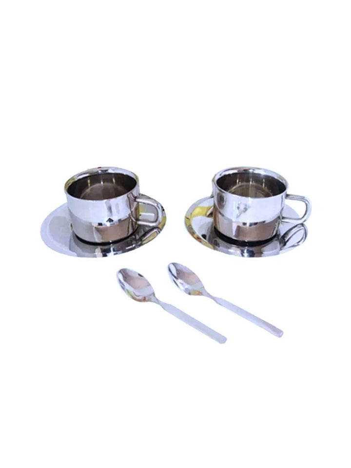 Ethnic Steel Cup & Saucer Set | Perfect for Gifting & Home