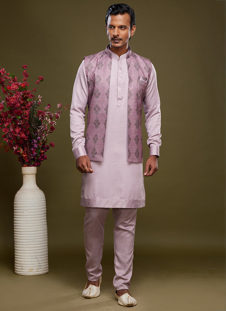 Luxurious art banarasi silk Premium Kurta Pajama with Koti | for wedding Wear